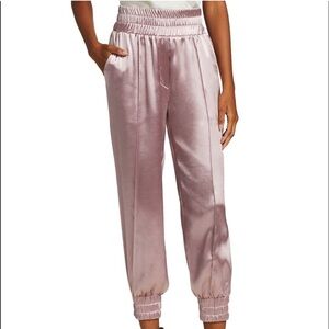 Cinq a Sept Kailey Satin Jogger Pants NWT size L in Blush Pink